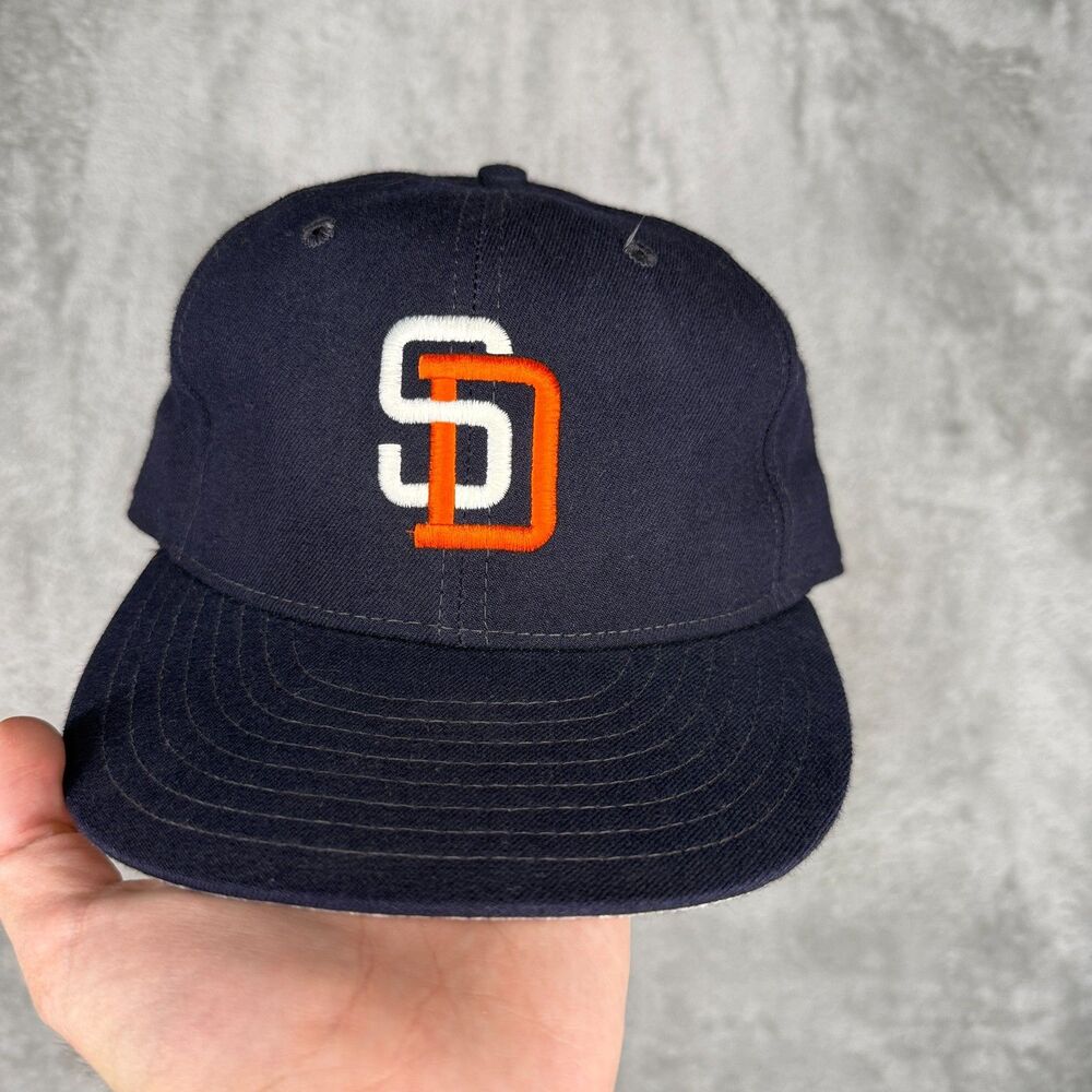 Vtg 80s San Diego Padres Hat Fitted 7 3/8 New Era Pro Model USA Diamond MLB Blue